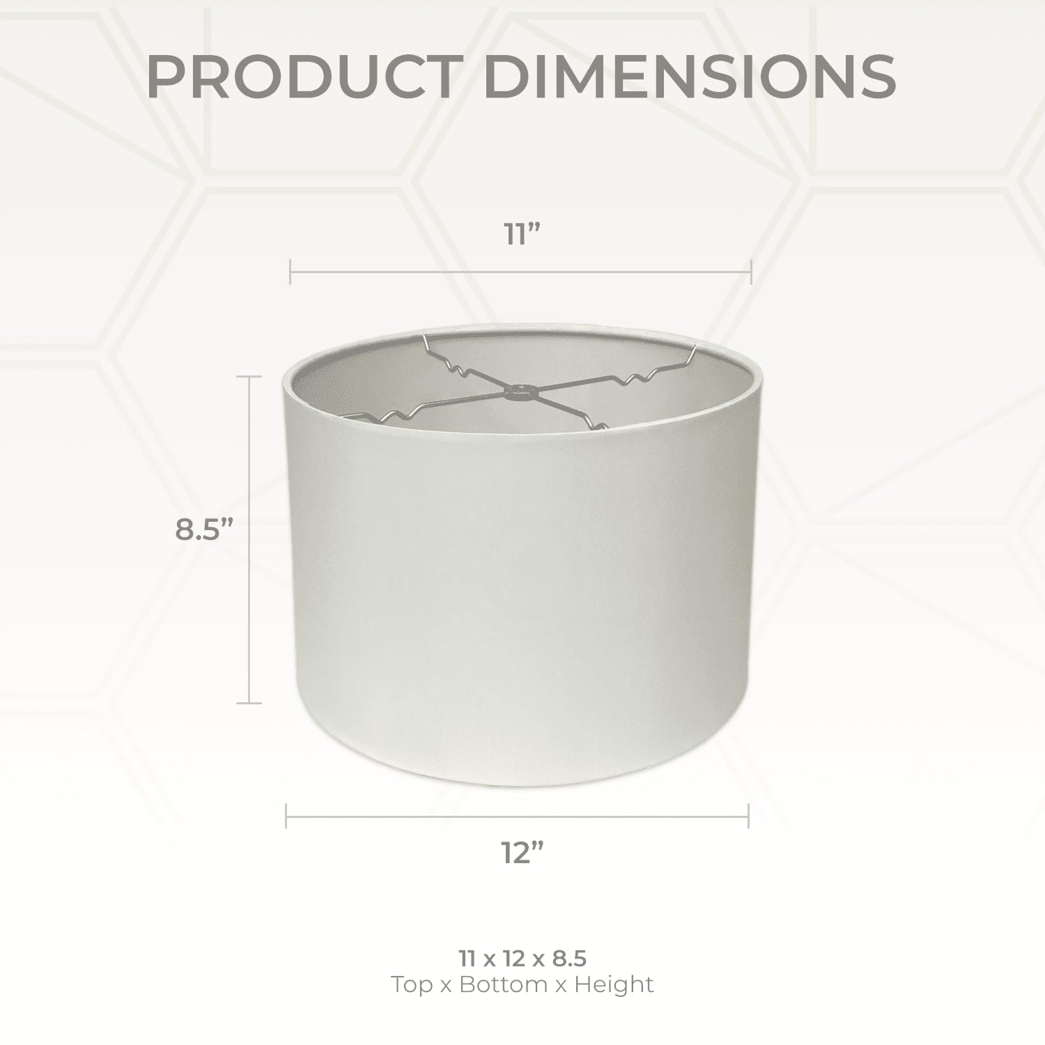 Royal Designs HB-610-12WH Hardback Lamp Shade, Shallow Drum, 11x12x8.5 inches, White