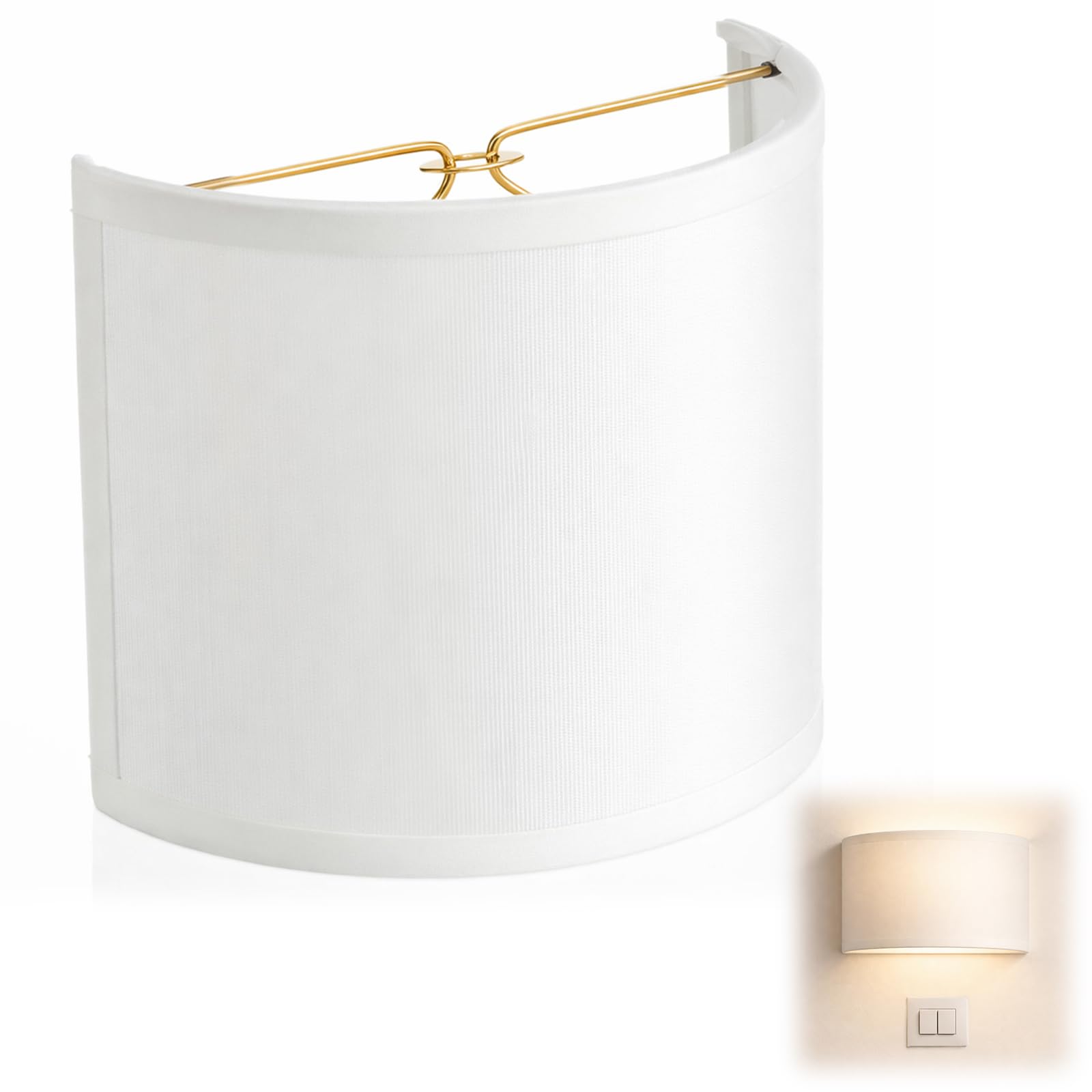 VIHOSE 4.5 Inch Half Barrel Wall Sconce Shield Lamp Shade Lamp Semicircle Fabric Shades for Wall Sconce Replacement Stairwell Be