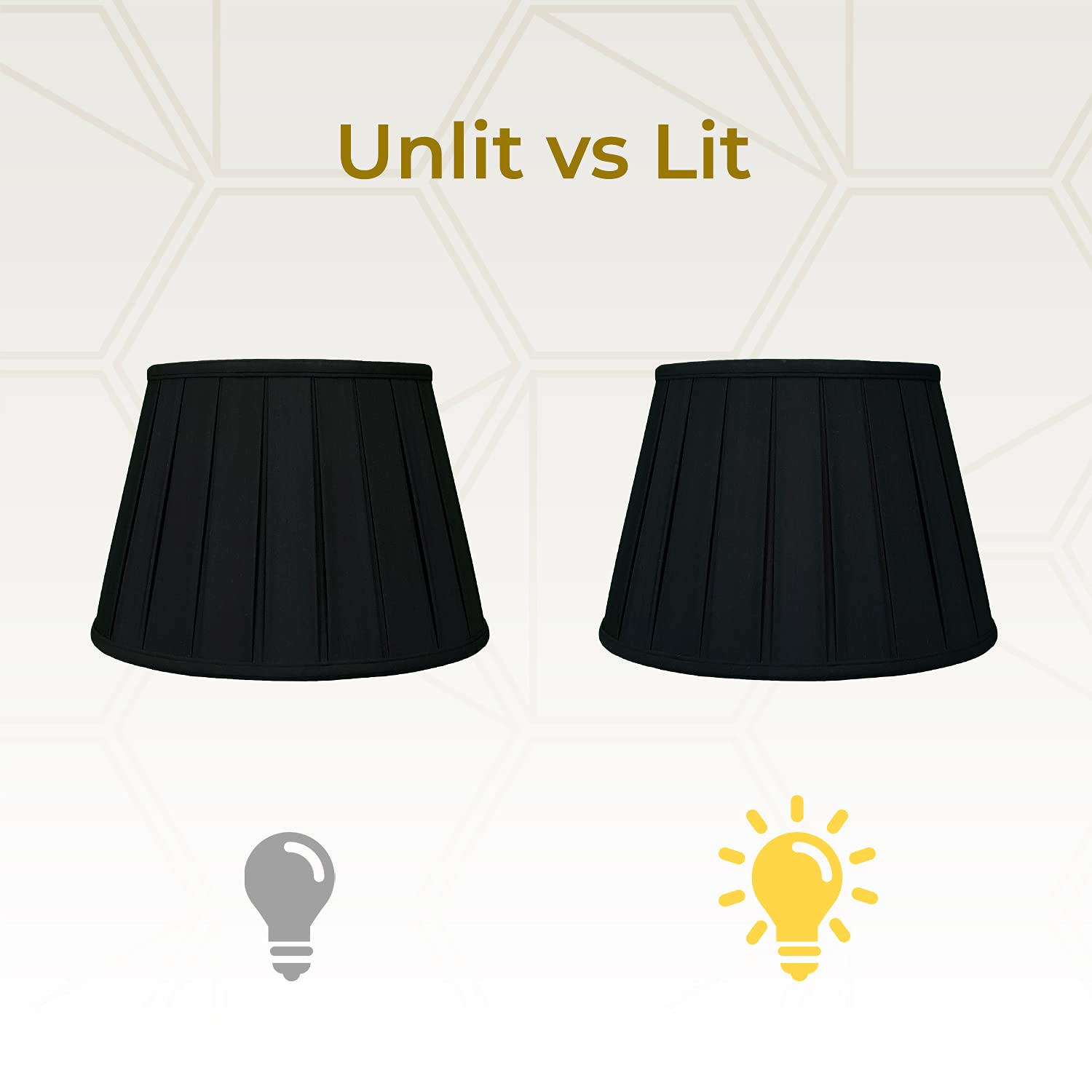 Royal Designs Empire English Pleat Basic Lamp Shade, Black/Gold 10 X 14.5 X 10