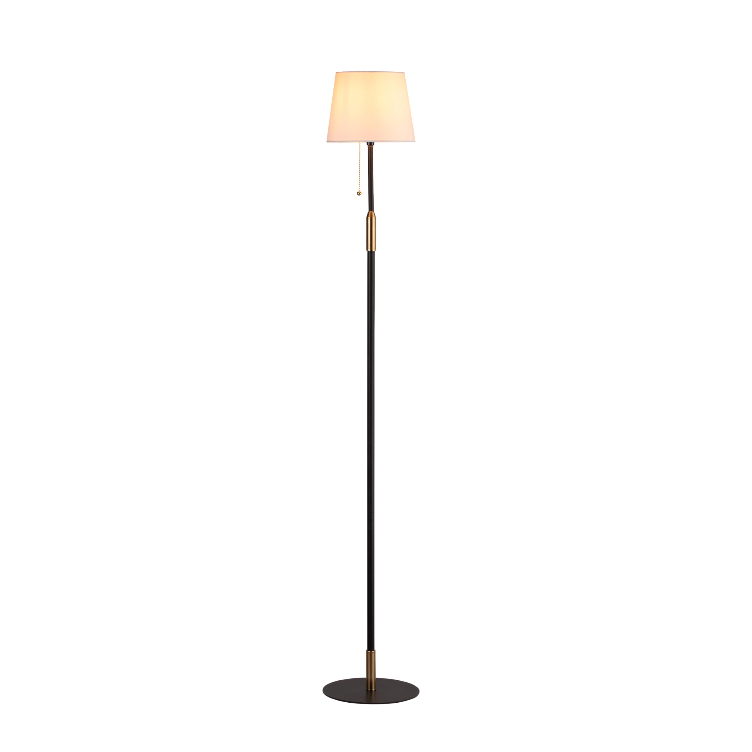 O'Bright Velum - Classic Floor Lamp, Elegant Linen Shade, Pull Chain Switch, Luxury Gold Handle, Modern Minimalist Design - Perf