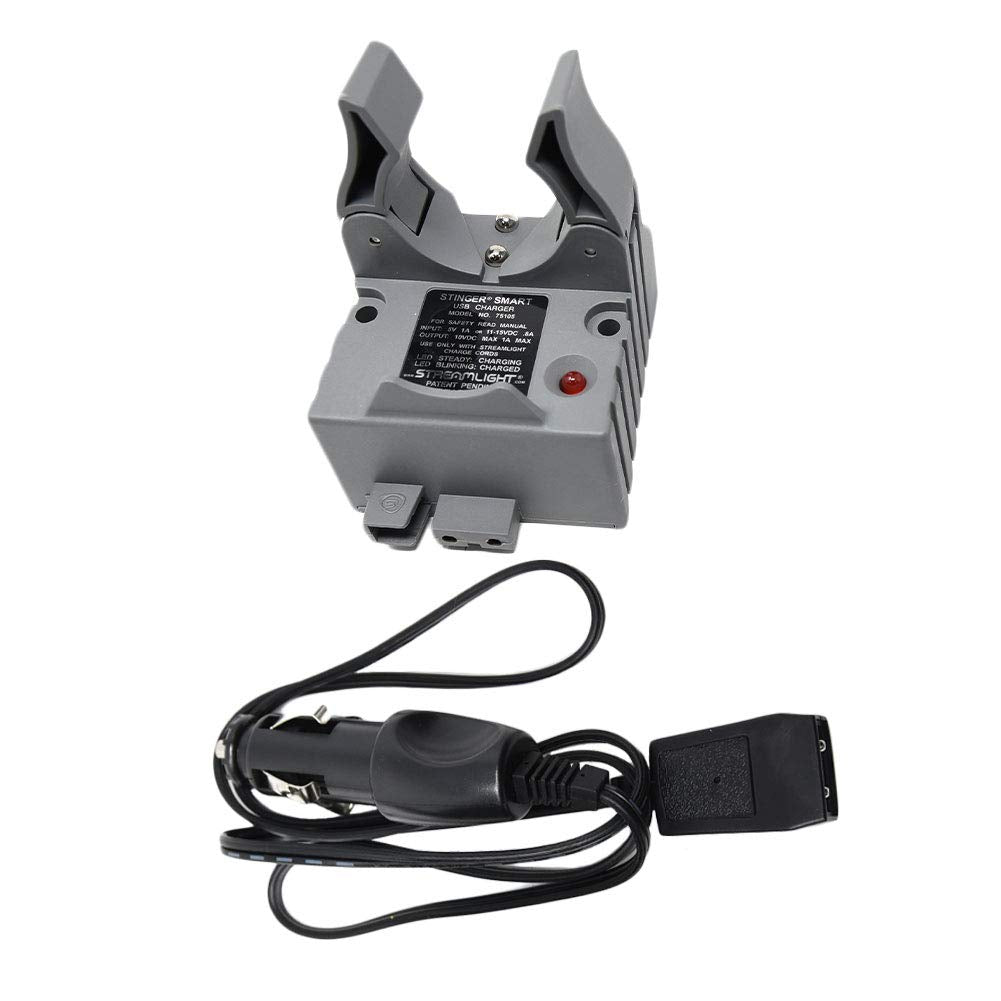 STREAMLIGHT Stinger Smart Charger Holder with 12V DC Car Charge Cord - Model 75105+22051 for Stinger Series Flashlights