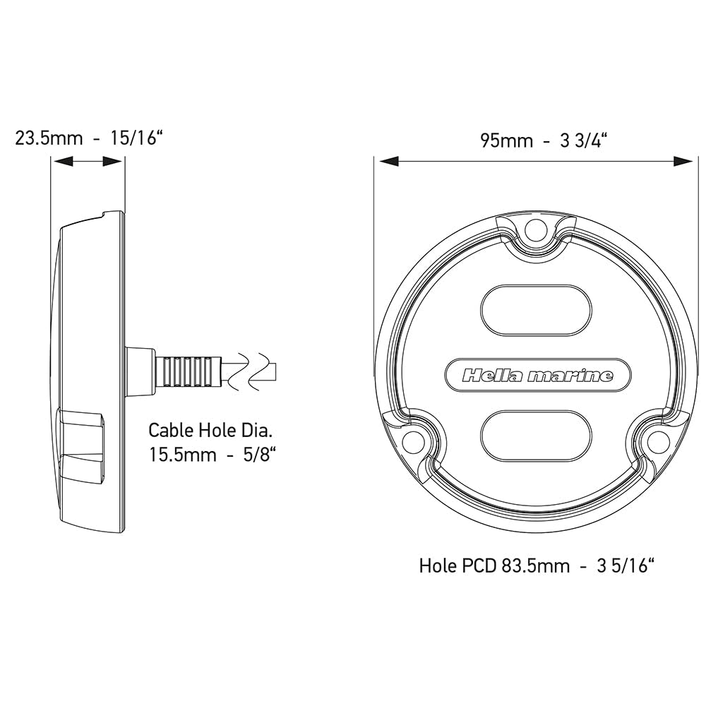 Hella A1 Navigation Light - RGB, Plastic, Black, Charcoal Lens, Model 16146001, Standard Size