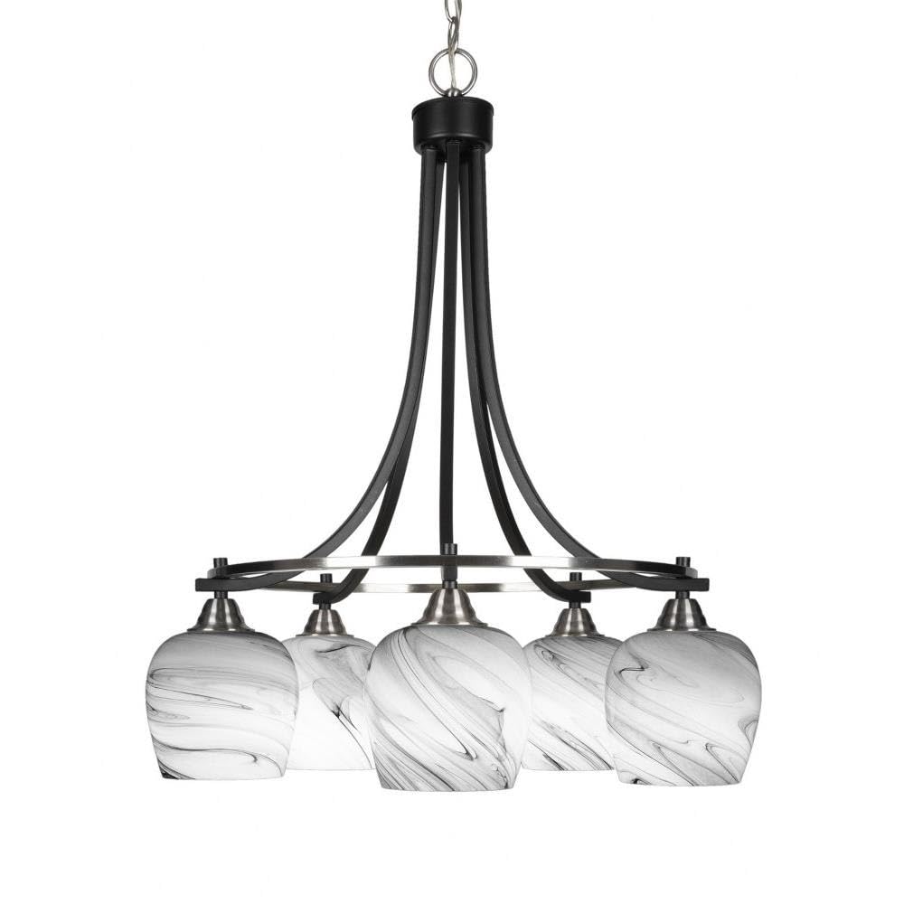 Toltec Lighting Paramount 5 Light Chandelier in Matte Black & Brushed Nickel (3415-MBBN-4819)