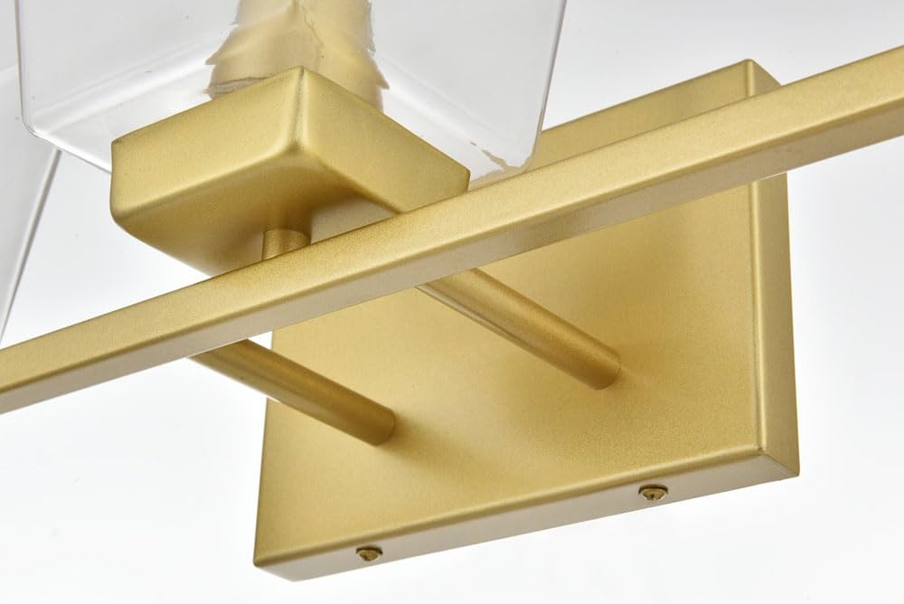 Living District Merrick 3-Light Iron & Glass Bath Sconce in Brass/Clear