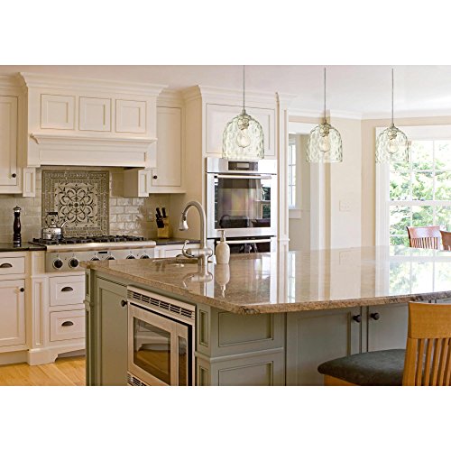 Westinghouse One-Light Indoor Mini Pendant, Brushed Nickel Finish, Clear Hammered Glass, Model 6328800