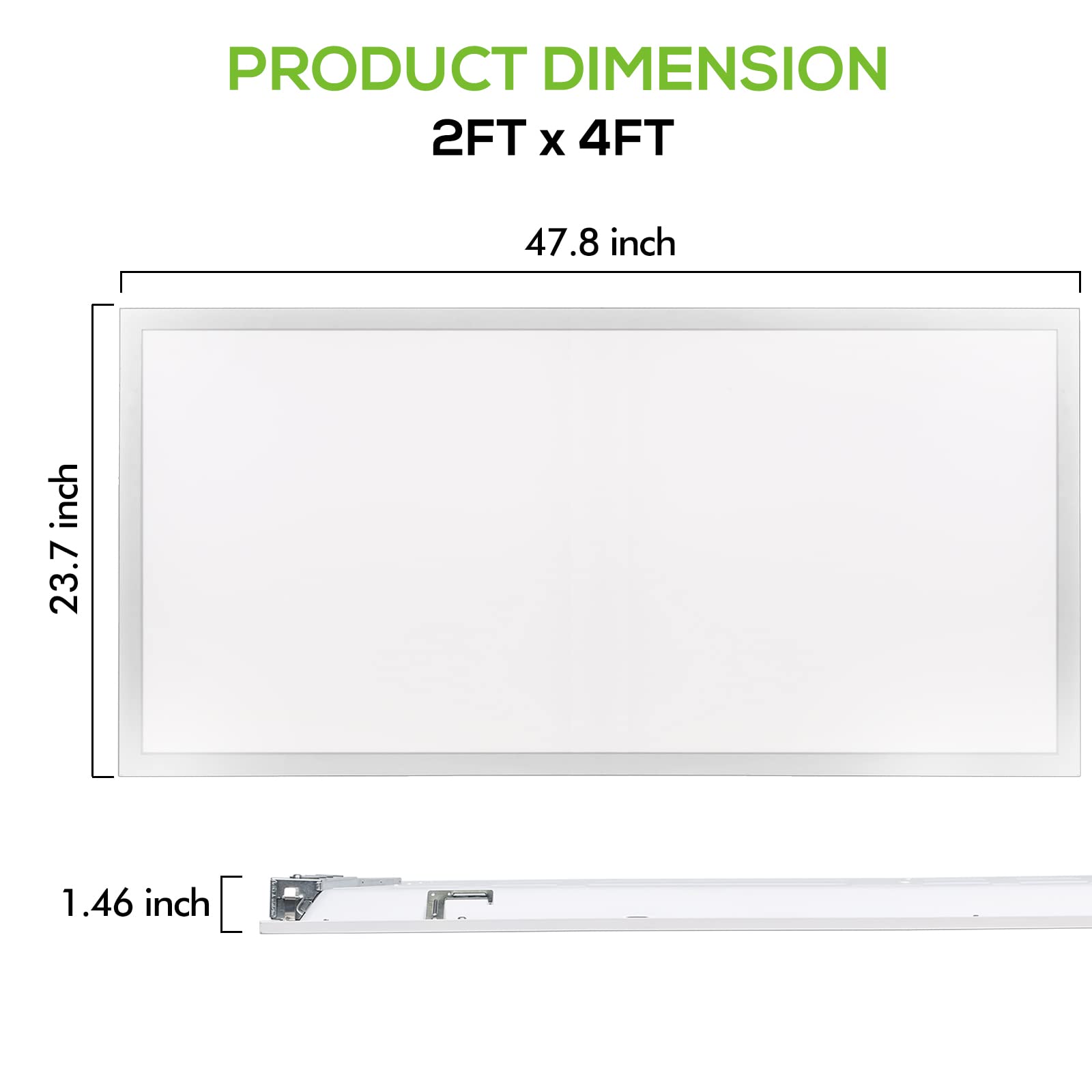 WEIZE 2x4 FT LED Flat Panel Troffer Light, 30/40/50W, 5000K Dimmable, Model PN24, Metal Recessed Ceiling Fixture