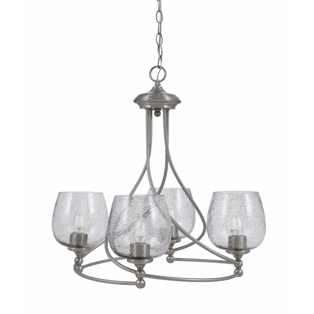 Toltec Lighting 904-BN-4812 Capri - 4 Light Uplight Chandelier-22.75 Inches Tall and 22.75 Inches Wide, Finish Color: Brushed Nickel, Glass Color: Smoke Bubble