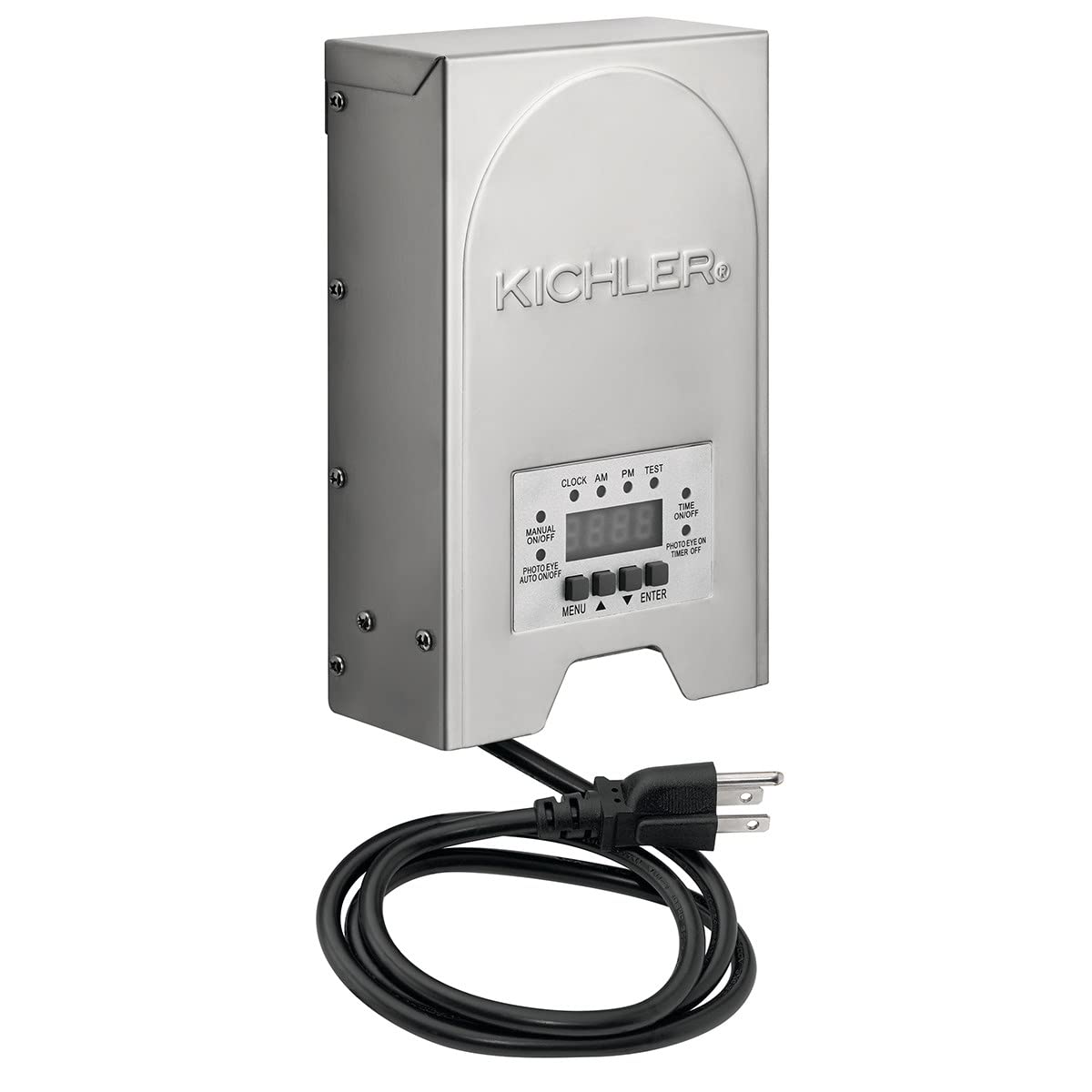 Kichler 200-Watt 12V/15V Multi-Tap Low Voltage Landscape Lighting Transformer With Digital Timer - Programmable, Weatherproof, Etl Listed - Stainless Steel Box