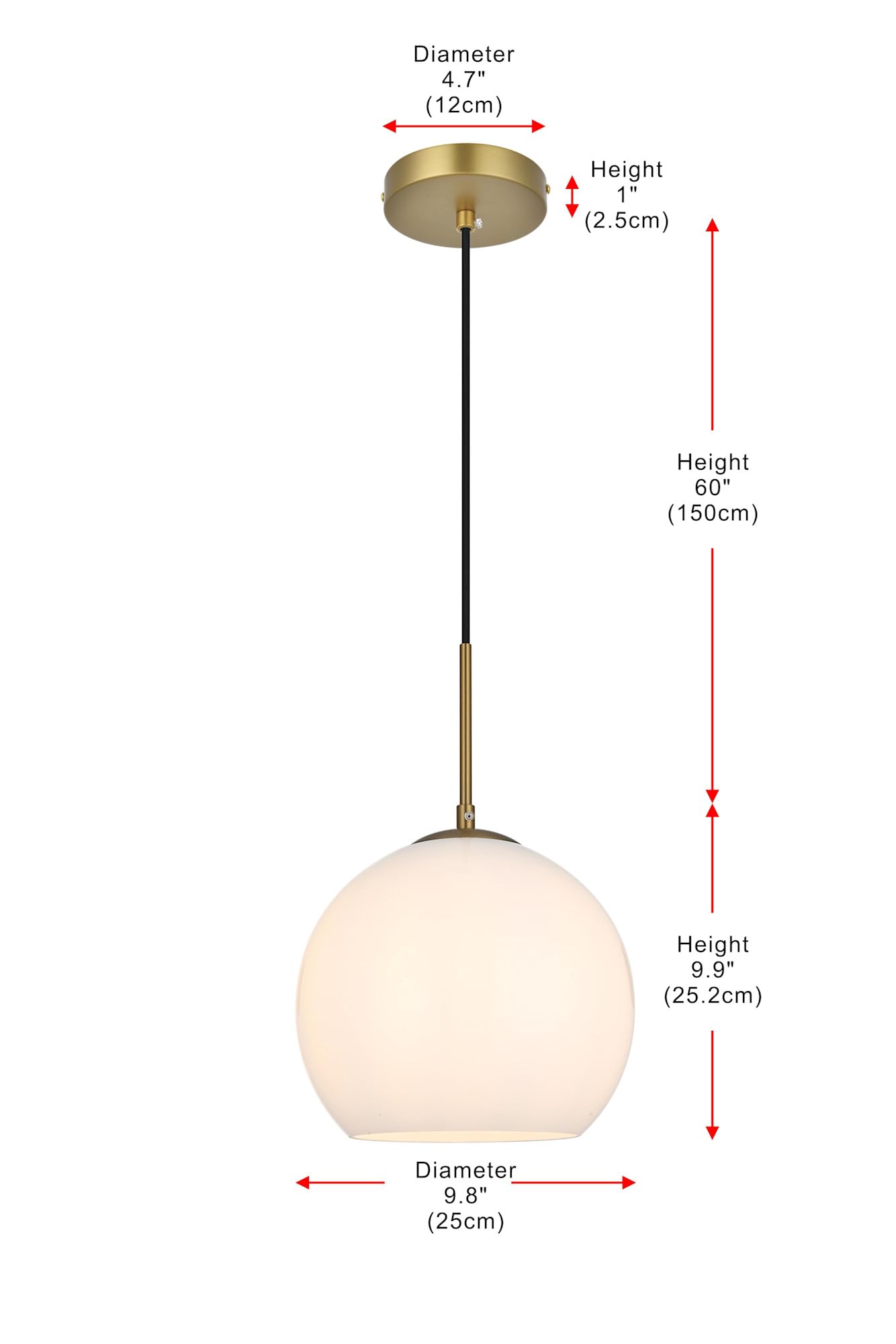 Elegant Lighting Living District Baxter 1-Light Metal Pendant in Chrome and Frosted White