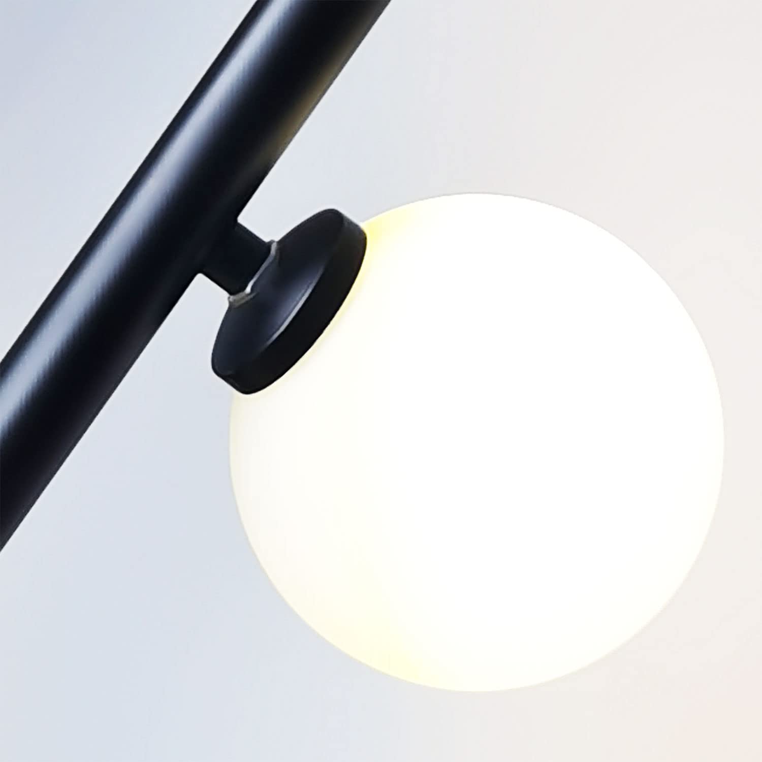 Hsyile Modern Black Floor Lamp, Globe Design, 300261 Model, Metal Material, 9 LED Bulbs, Ideal for Living Room, Bedroom, Office
