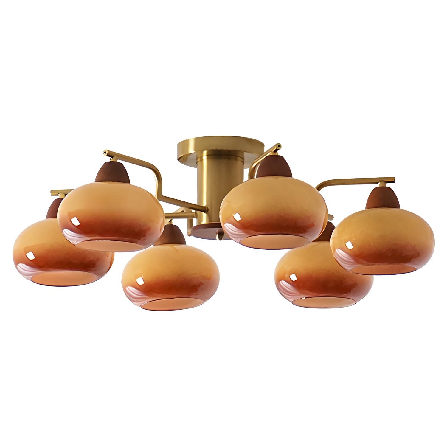 KCO Lighting Vintage Glass Flush Mount Ceiling Light 6 Light Sputnik Chandelier Mid Century Modern Hallway Ceiling Light Fixture