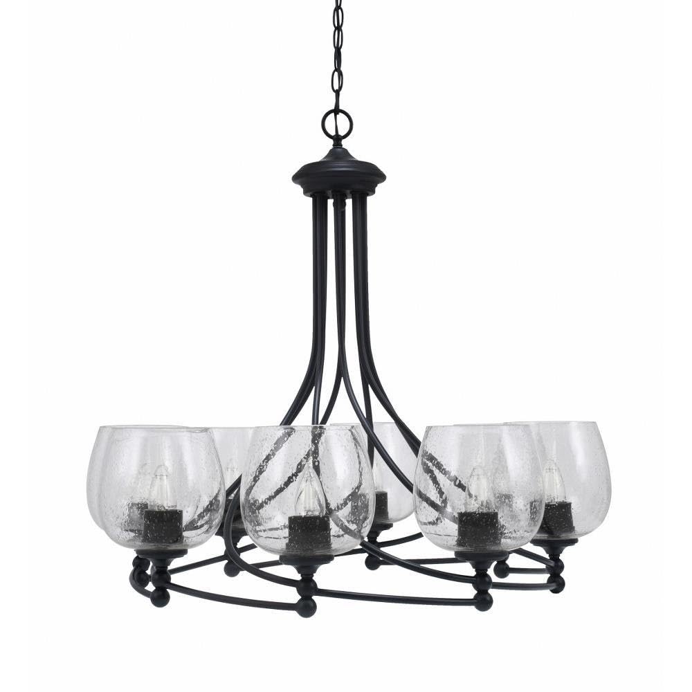 Toltec Lighting 908-MB-4810 Capri - 8 Light Uplight Chandelier-30.5 Inches Tall and 32.75 Inches Wide, Finish Color: Matte Black, Glass Color: Clear Bubble