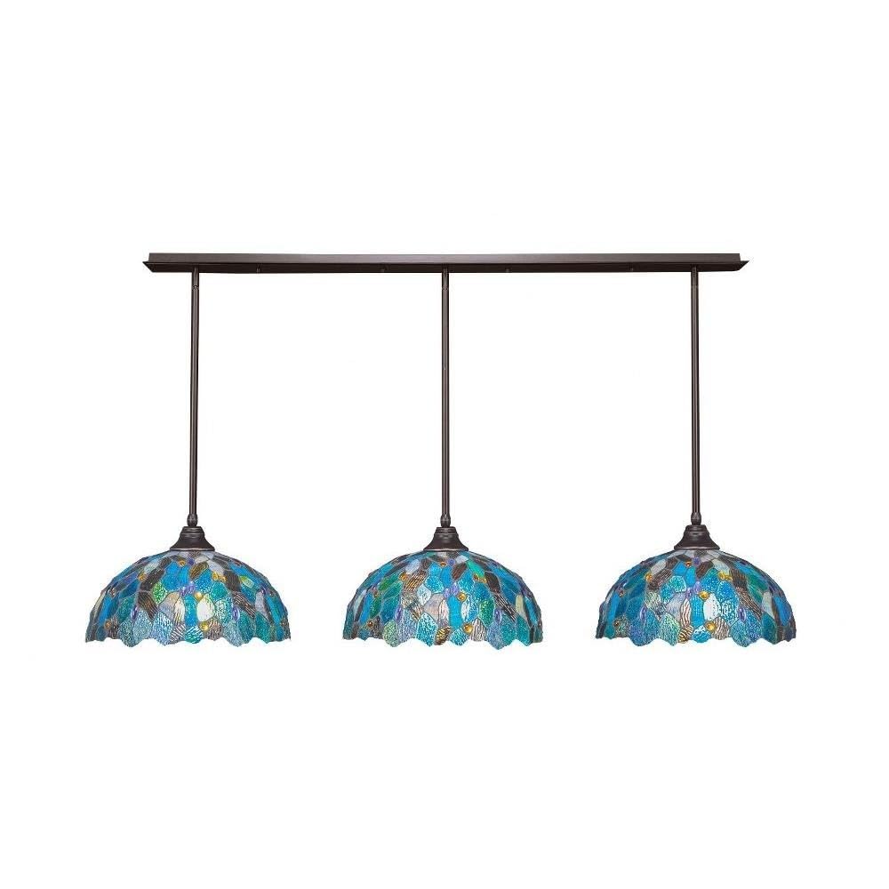 Toltec Lighting 3 Light Linear Pendalier in Dark Granite (48-DG-995)