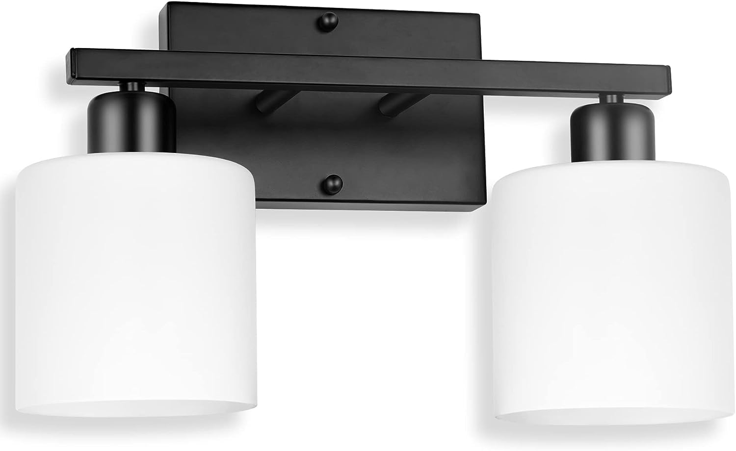 Dekang 2-Light Matte Black Bathroom Vanity Lights, Anti-Rust Wall Sconces With Glass Shades