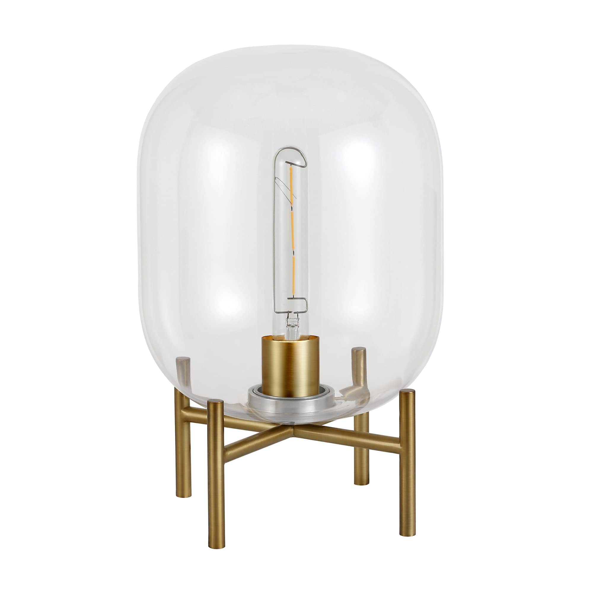 Henn&Hart Edison 15.38&quot; Brass/Clear Glass Table Lamp - Stylish Home Lighting Accent