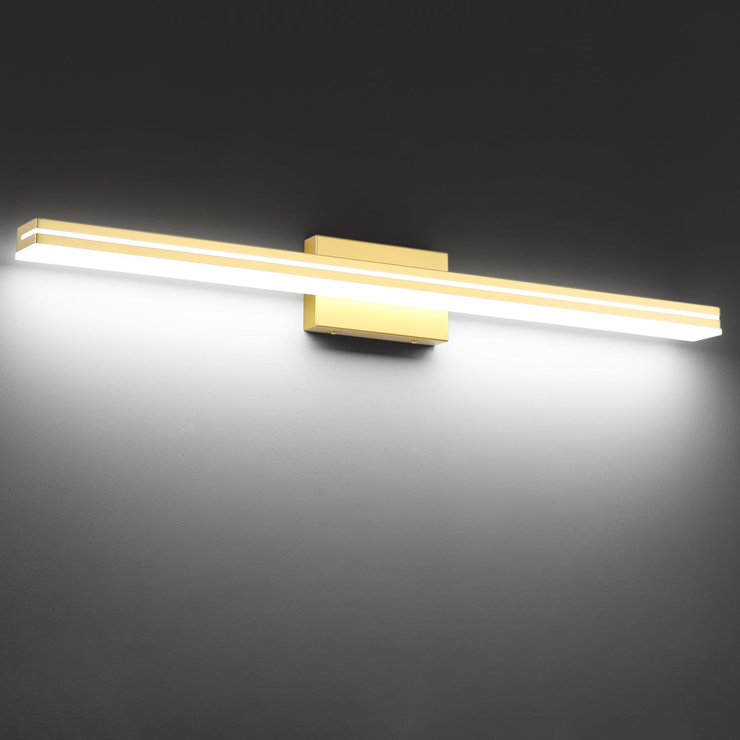 Sinerise 40-Inch Led Modern Bathroom Vanity Light Bar  Gold Modern Acrylic Bathroom Wall Lighting Fixtures Over Mirror (Cool White 6000K)