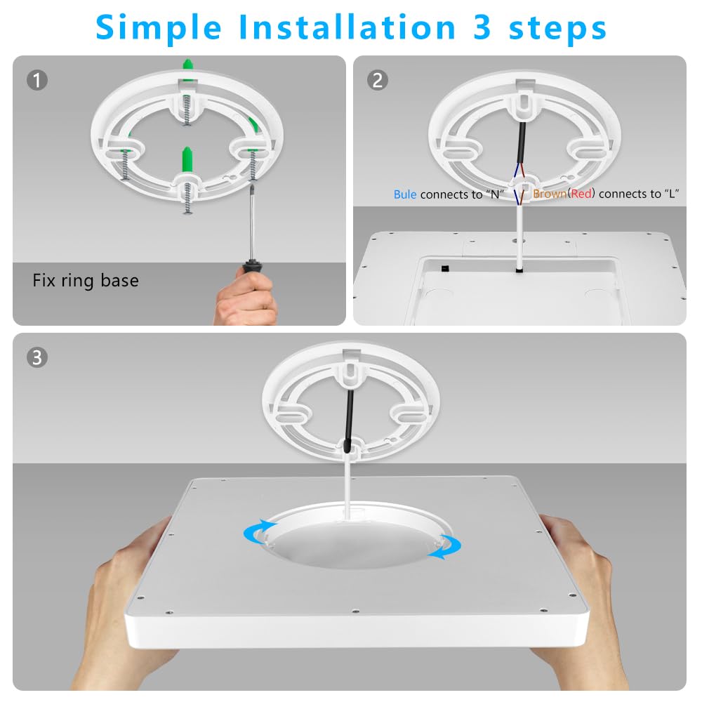 9Inch 18W Square Led Ceiling Light Fixtures Flush Mount  2800K Warm White Led Ceiling Lamp  Surface Mount Modern Ceiling Lights  Slim Flat Panel Lighting For Bedroom  Kitchen  Bathroom Etc.
