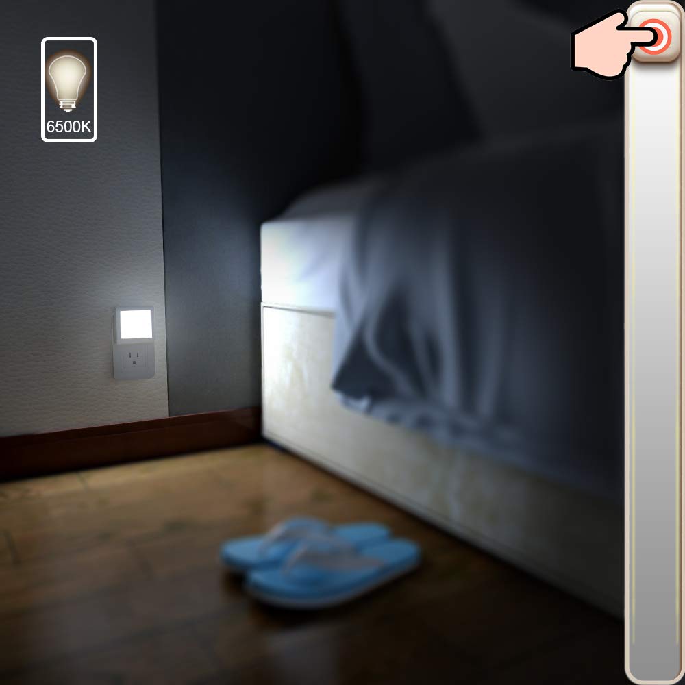 MAZ-TEK Plug-in LED Night Light, Auto Dusk to Dawn Sensor, Adjustable Brightness, Cool White, 2 Pack
