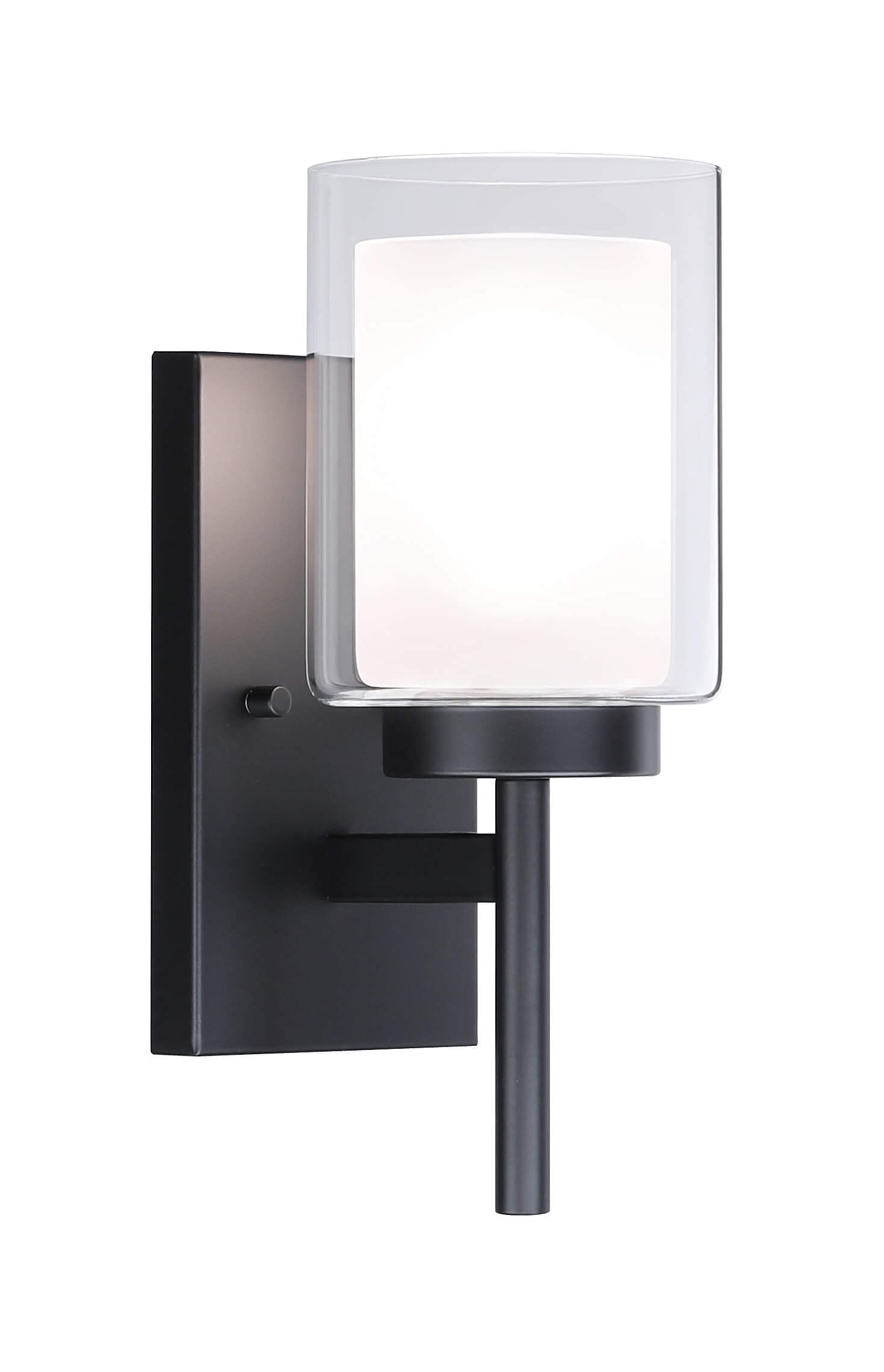 XiNBEi Lighting Wall Light, Classic Indoor 1 Light Black Vanity Sconce Light with Dual Glass Shade for Bathroom Kitchen & Living