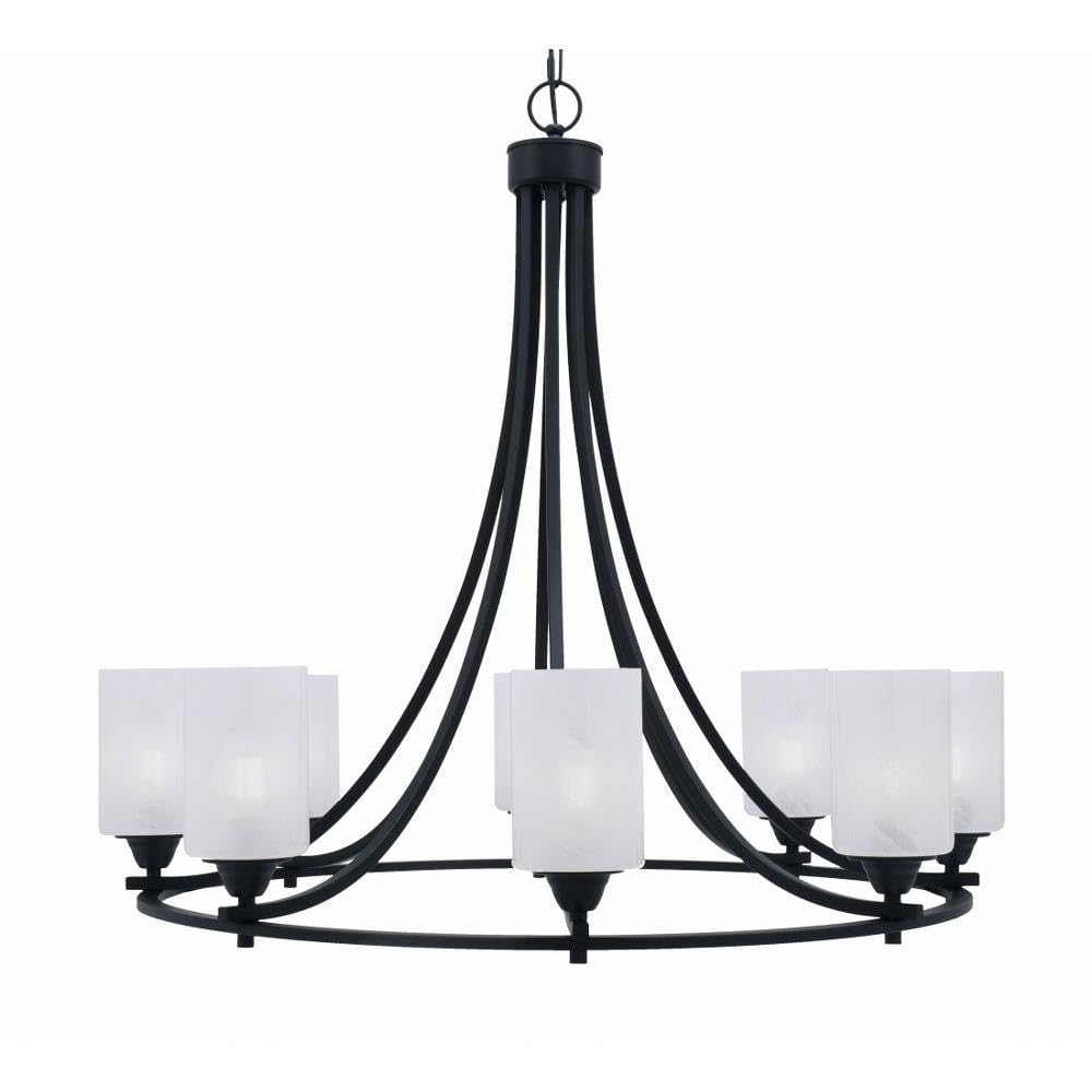Toltec Lighting 3408-MB-3001 Paramount - 8 Light Uplight Chandelier-31 Inches Tall and 31.25 Inches Wide, Finish Color: Matte Black, Glass Color: White Marble