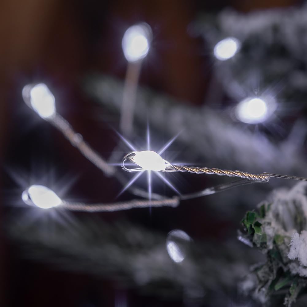 Pcores Fairy Lights Plug In, 50 Feet 500Led Cool White Silver Wire Firecracker Firefly Lights With Remote, Waterproof Copper Wire Lights For Bedroom Wreath Window Wedding Christmas Tree Decoration