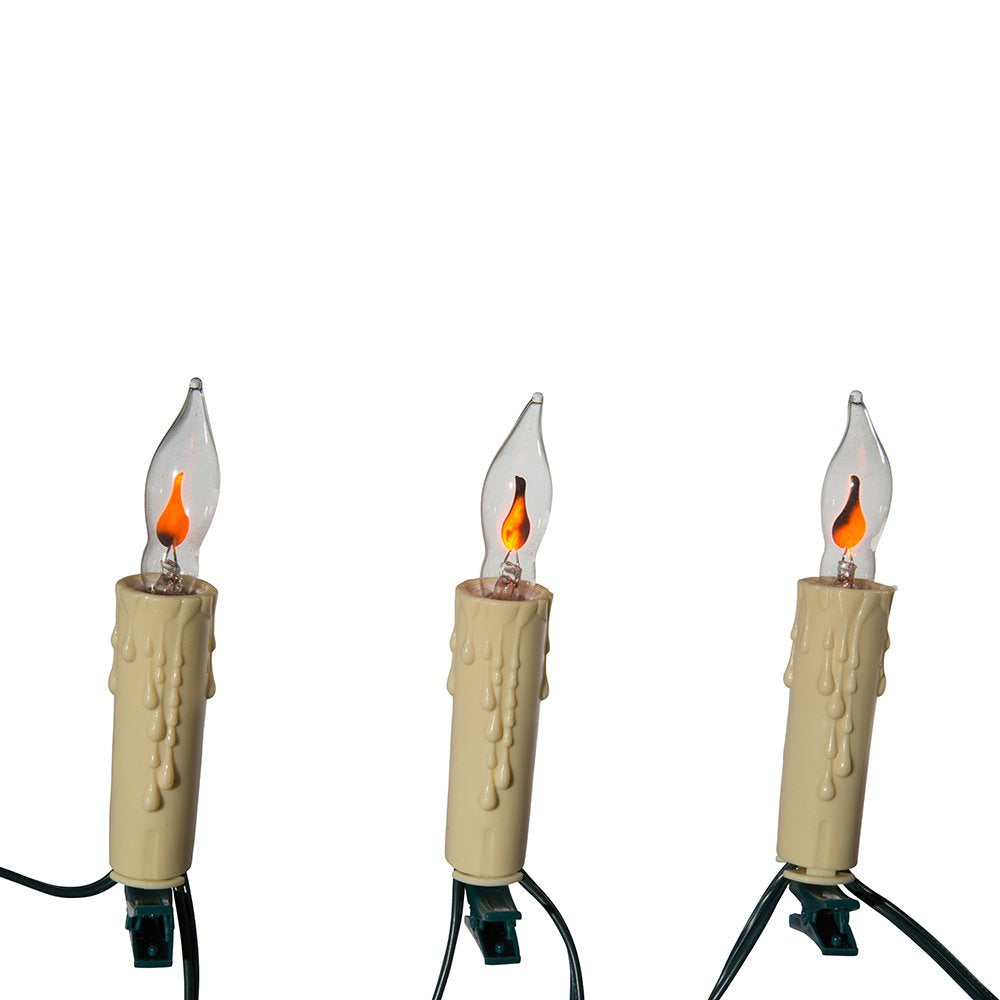 Kurt S. Adler 7-Light Flicker Flame Candle Light Set, 12ft, White, Plastic, Model UL0740