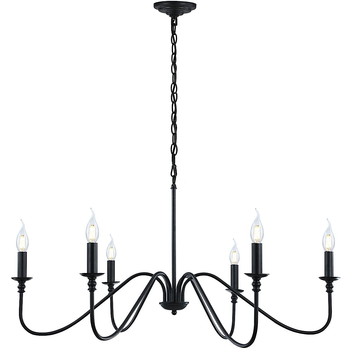 Black Chandelier,6-Light Rustic Industrial Iron Chandeliers for Dining Room Lighting Fixtures Hanging,Candle Hanging Hallway, Li