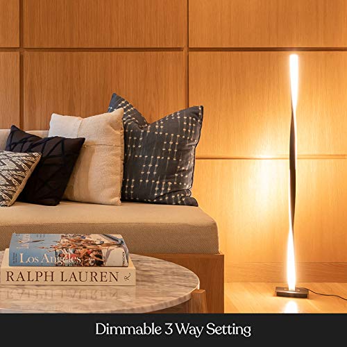 Brightech Helix LED Floor Lamp, 48in Tall Dimmable Metal Pole Lamp, Warm White Light, Black Frame, Model BT-FL-HLX-BLCK