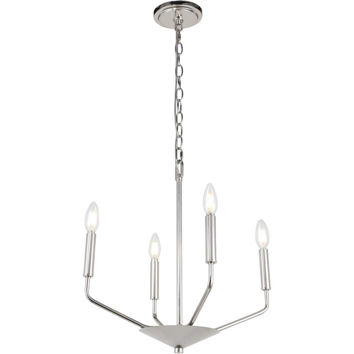 Living District Chrome 4-Light Pendant - Modern Metal Ceiling Fixture, 18&quot;W X 18&quot;H