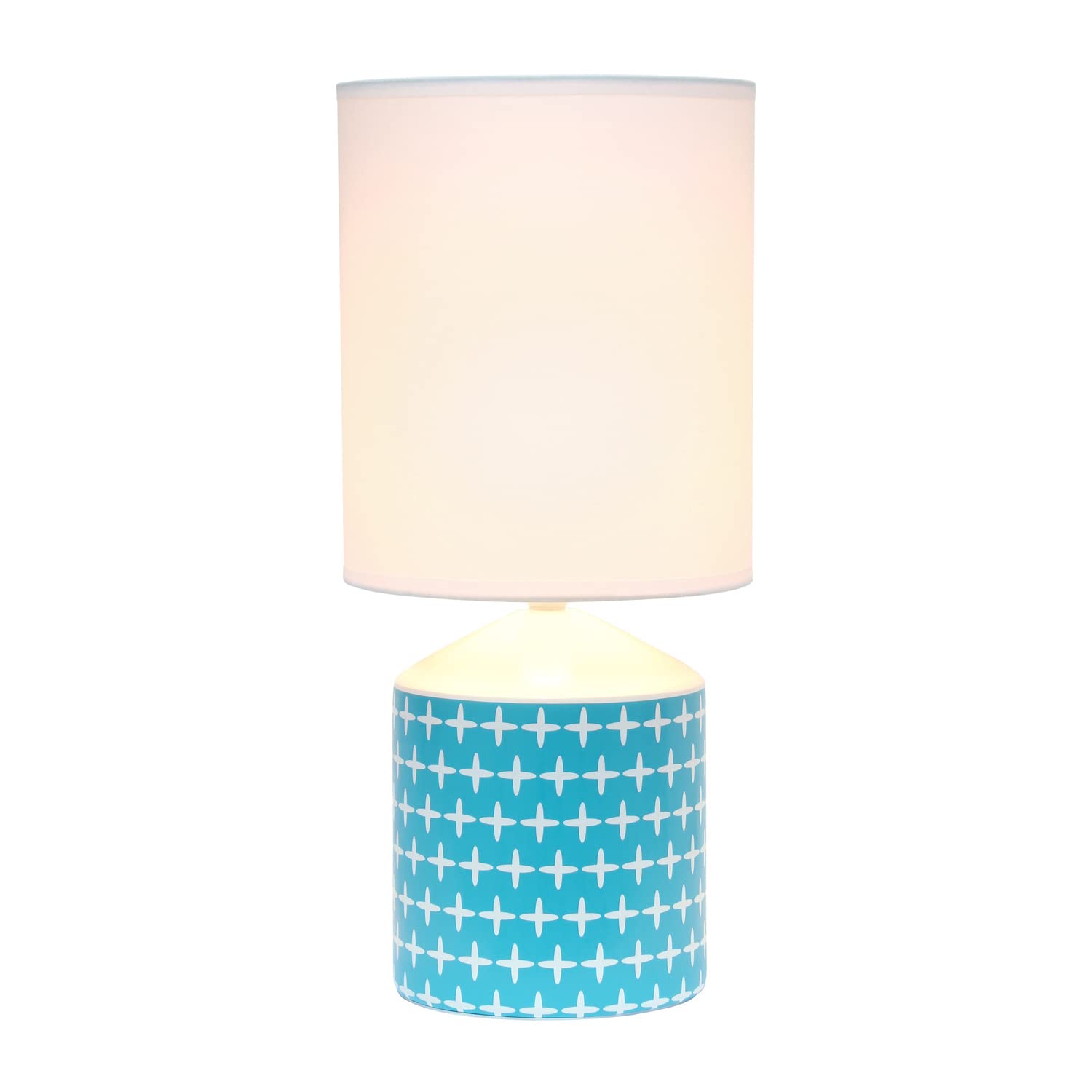 Simple Designs Table Lamp LT2077-CRS Ceramic Cross Pattern Blue 8.5inL x 8.5inW x 18.5inH