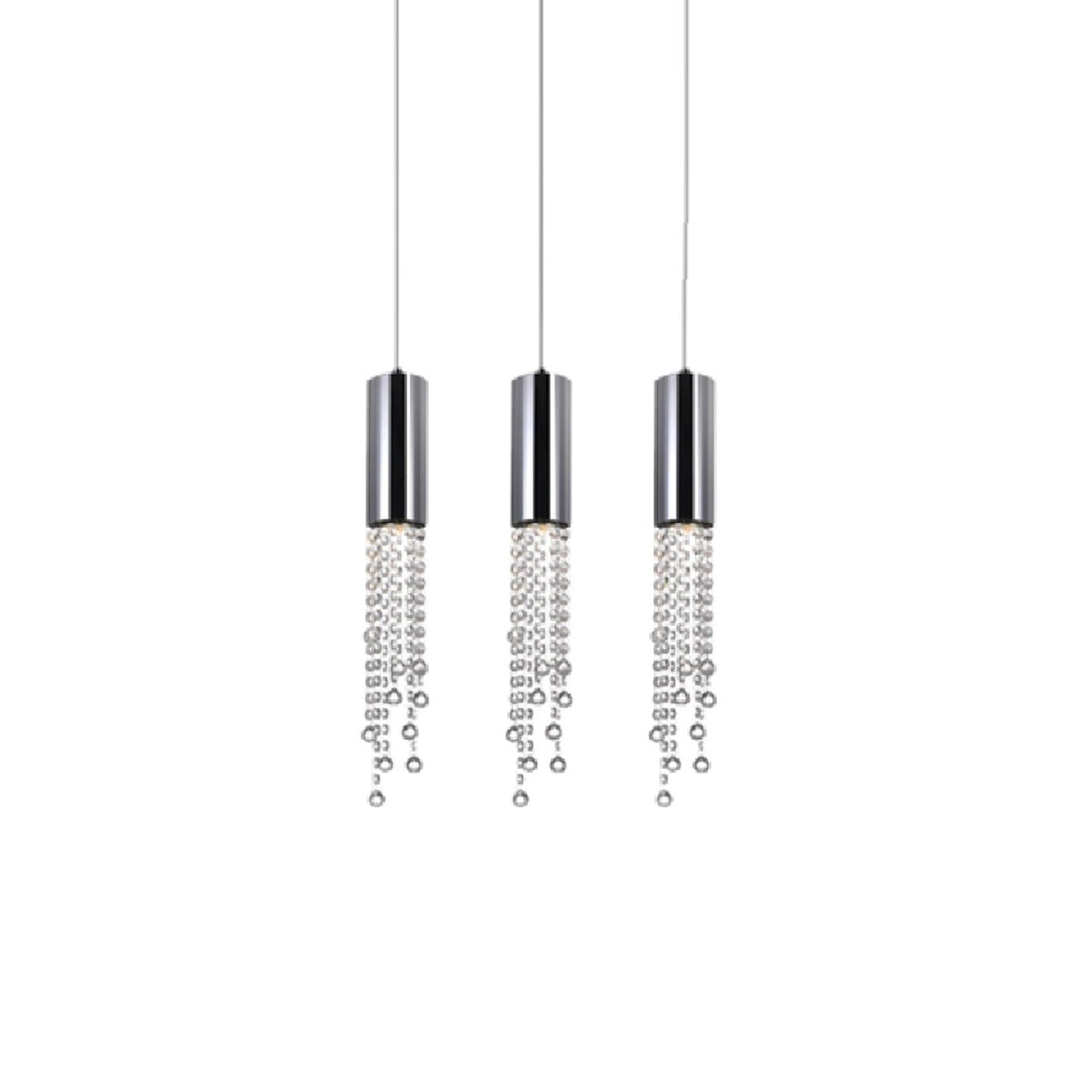 Cwi Lighting Extended 3 Light Transitional Metal Pendant In Chrome