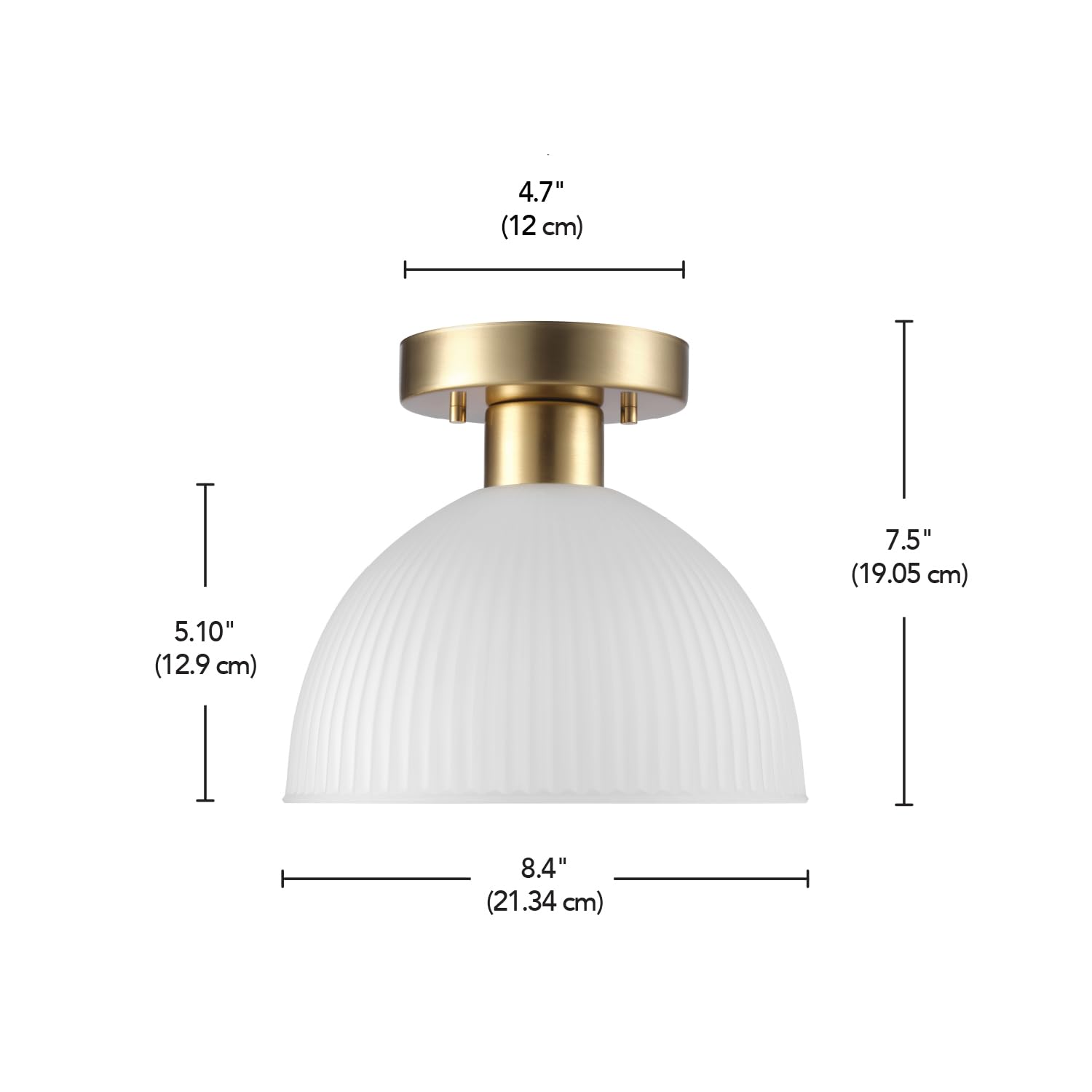 Globe Electric 66000129 1-Light Semi-Flush Mount Ceiling Light, Matte Brass, Frosted Ribbed Glass Shade, Home Improvement, Dinin
