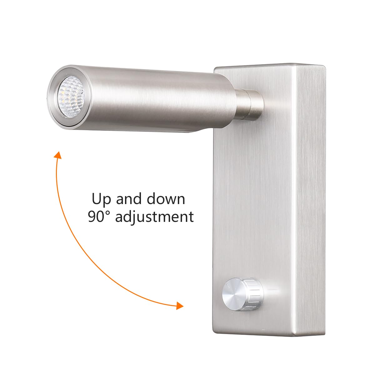 Agese Led Wall Mounted Reading Lamp, 5W Warm White 3000K, Nickel Knob Switch