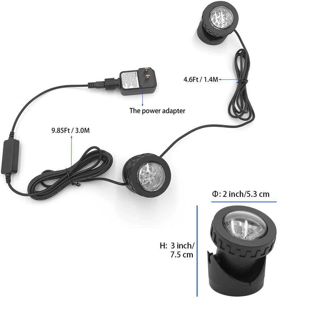 Pond Lights With Timer, Colored Fountain Lights Ip68 Waterproof Pond Light, Underwater Led Dimmable Outdoor Lights For Fish Tank Pond Fountain Garden Landscape (2 Lights)