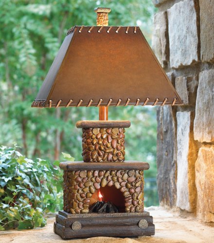 Black Forest D?Or - Stone Fireplace Lamp - Rustic Cabin Lighting For Living Room Or Bedroom - 15'' W X 7'' D X 25'' H