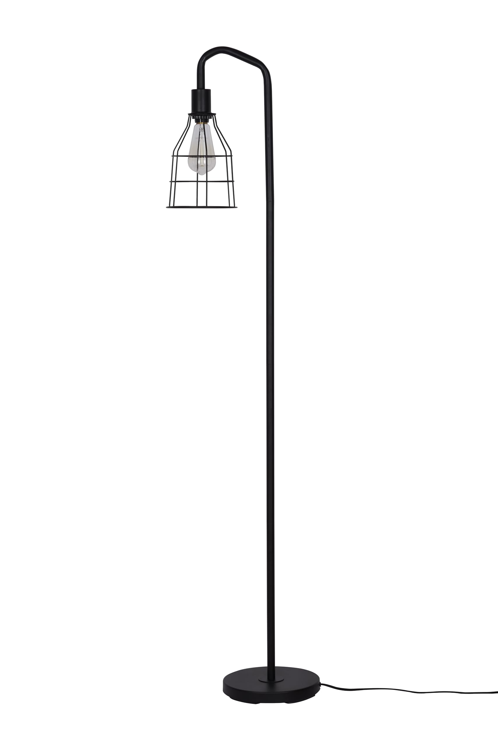 Catalina Lighting Modern Floor Lamp with Caged Shade, 60in, Black, Model 24289-000, Smart Home Compatible
