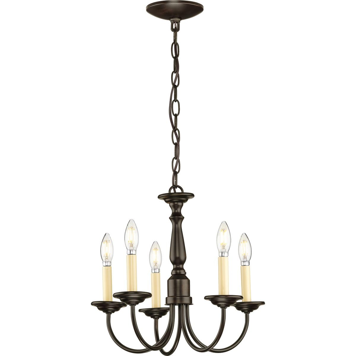 Five-Light Ivory Candles Traditional Chandelier Light Antique Bronze