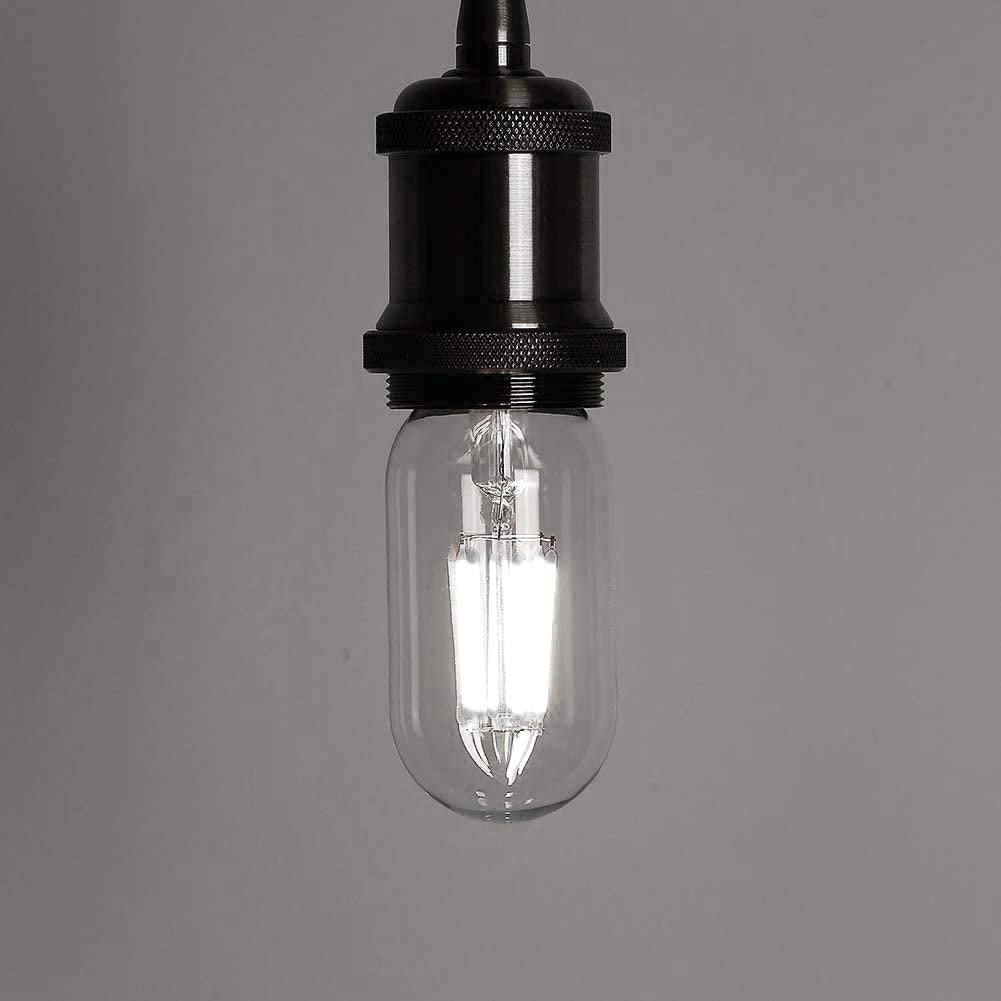 yfxrlight Dimmable Vintage Edison Bulb T45, 6W LED, E26 Medium Base, 4000K Daylight White, Pack of 6, Glass