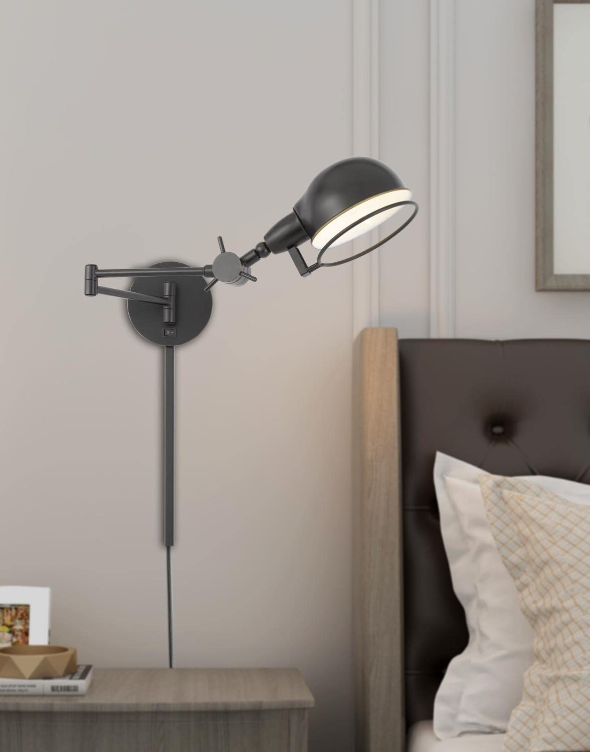 Cal Lighting Wl-2924-Db Transitional One Light Swing Arm Wall Lamp From Linthal Collection In Bronze/Dark Finish, 27.00 Inches