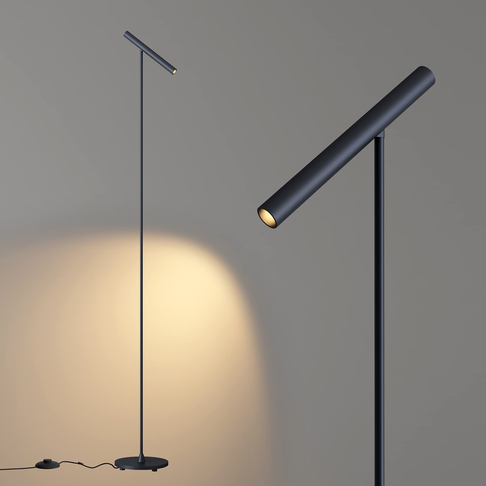 ilucezzo Floor Lamps for Living Room, 66 Modern Floor Lamp LED Standing lamp with Foot Switch 6W Warm Light Tall Lamp for Bedroo