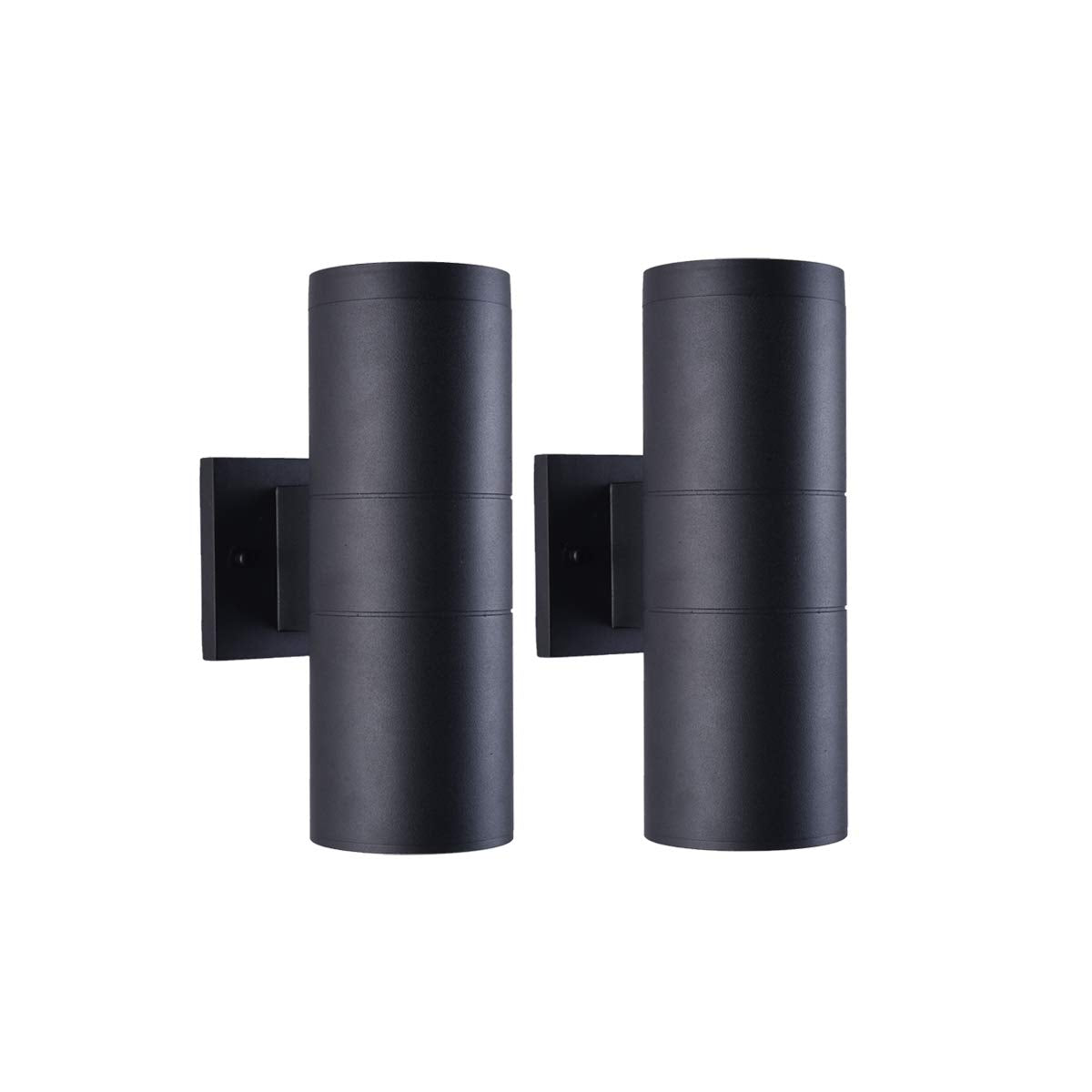 mirrea Modern Outdoor Porch Light, 2 Lights, Aluminum, Waterproof Wall Sconce, Matte Black, Model B12A108, 2 Pack