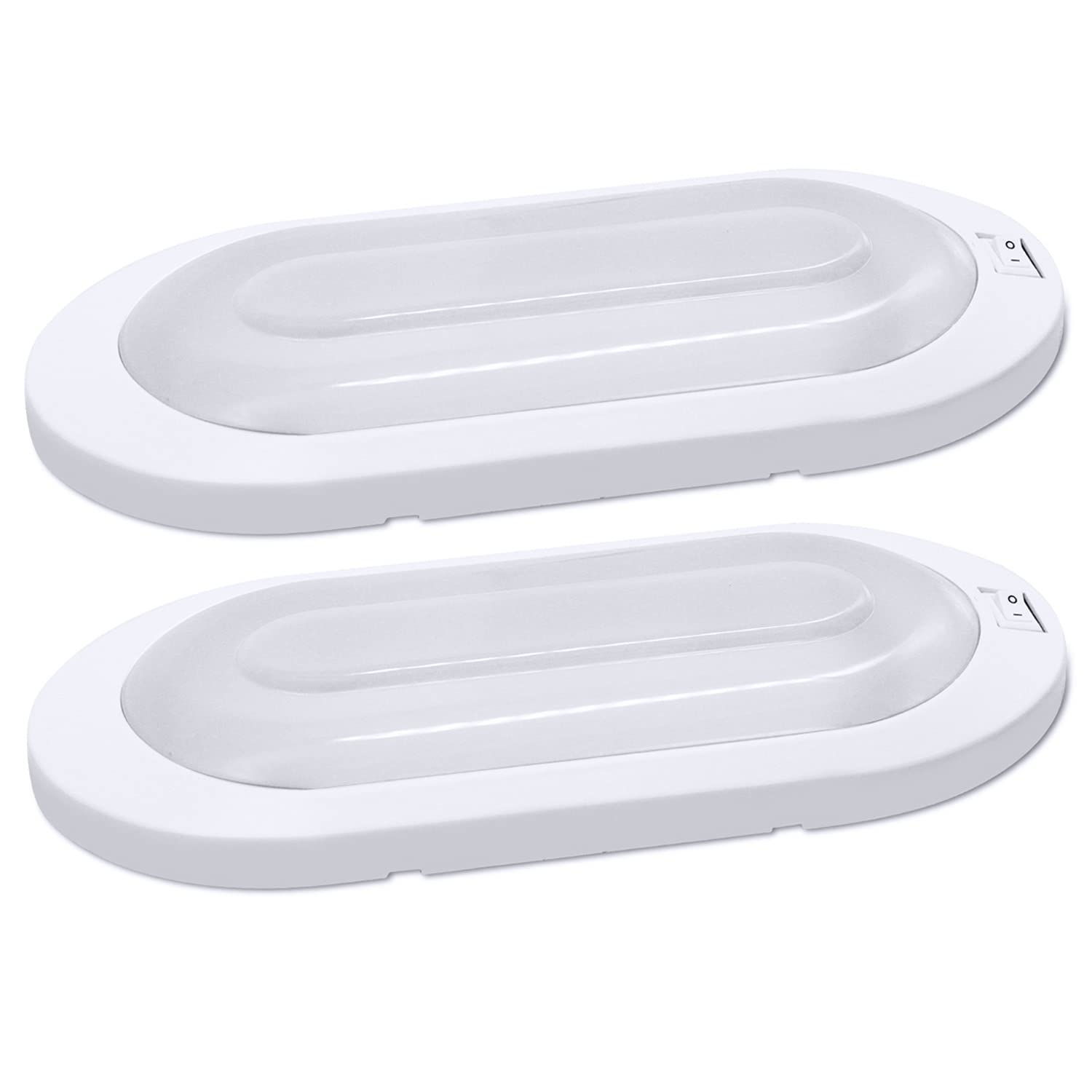 Facon 12V LED Bright RV Pancake Light Surface Mount - 2 Pack, DDS01-008, 12Volt Interior Light with Switch, for RV Motorhomes Ca