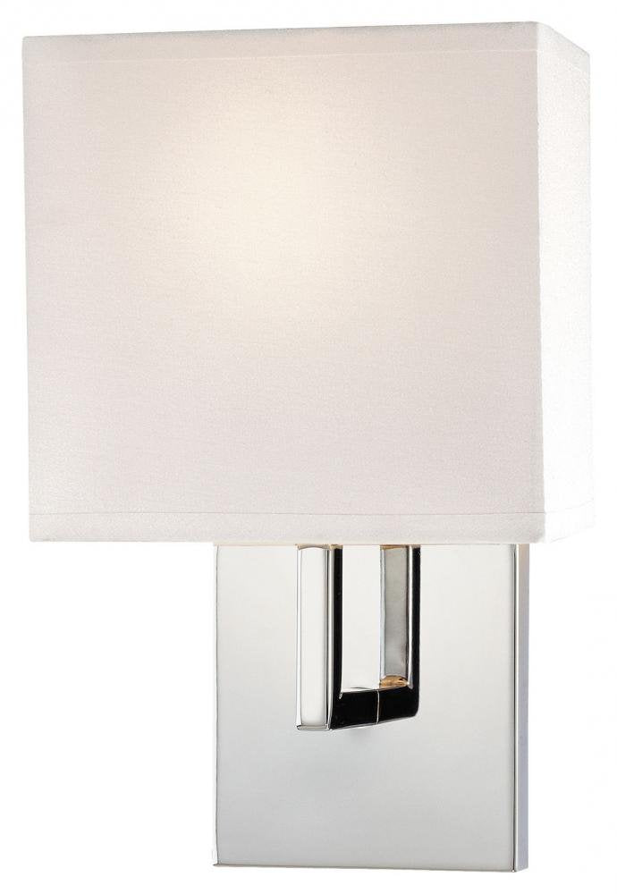 George Kovacs Gkp470-077 1 Light Wall Sconce W/White Fabric Shade, Chrome