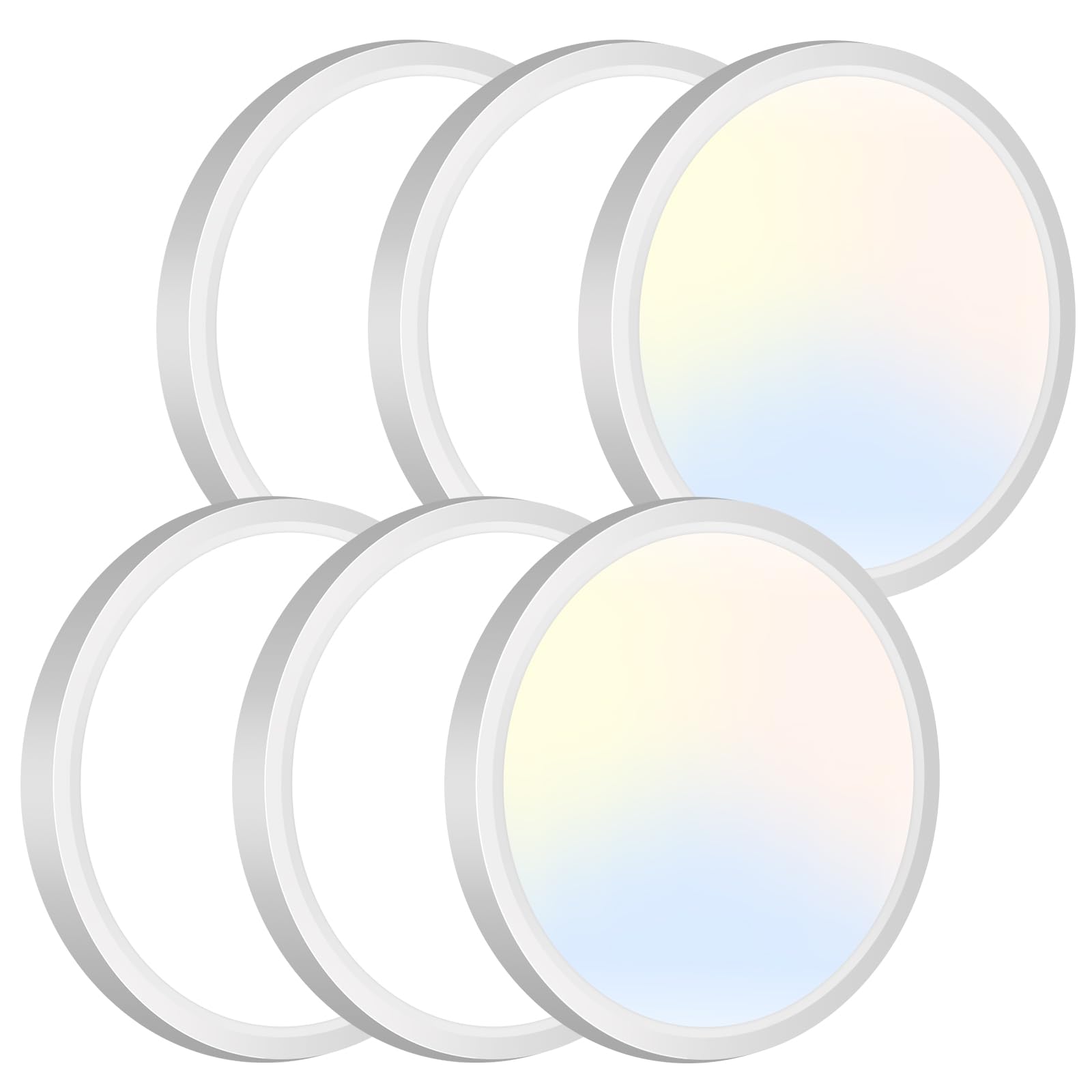 zemty 6Pack LED Ceiling Light Fixture, 6.5 Inch 12W 1200lm Flush Mount Light Fixtures, Bright & Adjustable 3000K 4000K 6500K, Ro