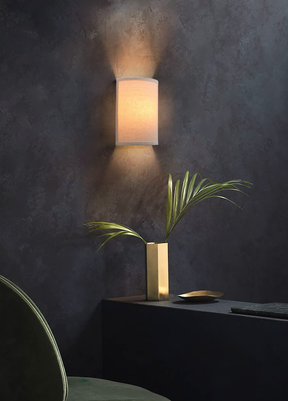 Yosoan Linen Boho Vintage Wall Sconce Stairwell Fixture Light, 1-Light Vanity Indoor Hardwired Wall Mount Retro Industrial Inter