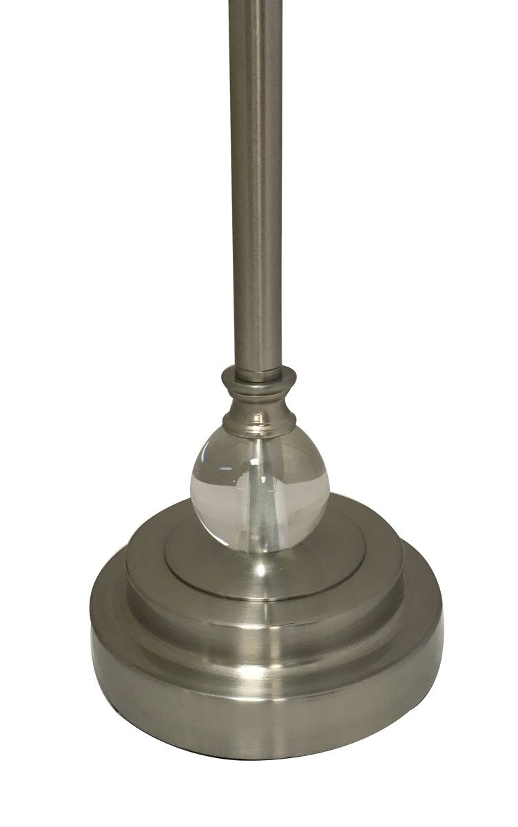 Royal Designs, Inc. Pull Chain Lamp Base, 28in Crystal & Brushed Nickel, Includes Harp & Finial