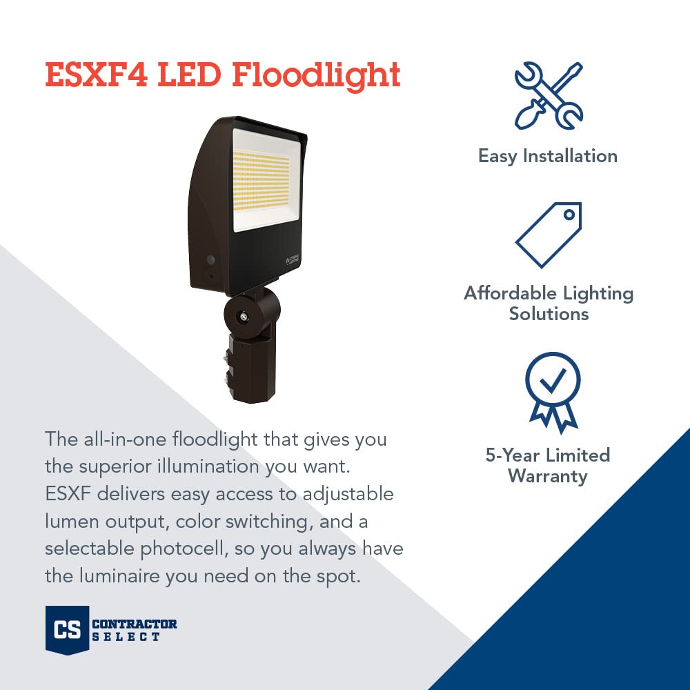 Lithonia Lighting LED Floodlight, Adjustable Lumens, 3000K/4000K/5000K, 10.54"W x 9.55"L x 3.22"H