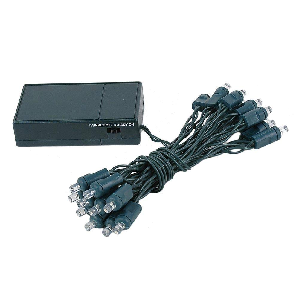 Novelty Lights, Inc. Bat20 Led Battery Operated Christmas Mini Light String Set, Warm White, Green Wire, 20 Light, 8' Long