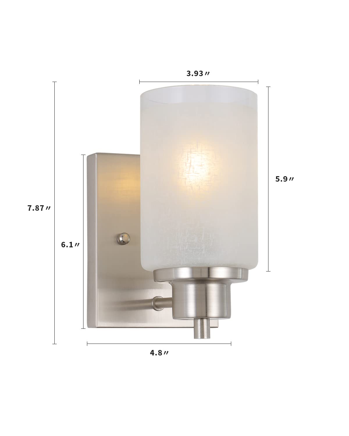 Eidonta 2 Pack Bath Vanity Light Fixture - Modern Wall Sconce with White Linen Frosted Glass Shades, Brush Nickel Finish for Bathroom, Kitchen, Entryway
