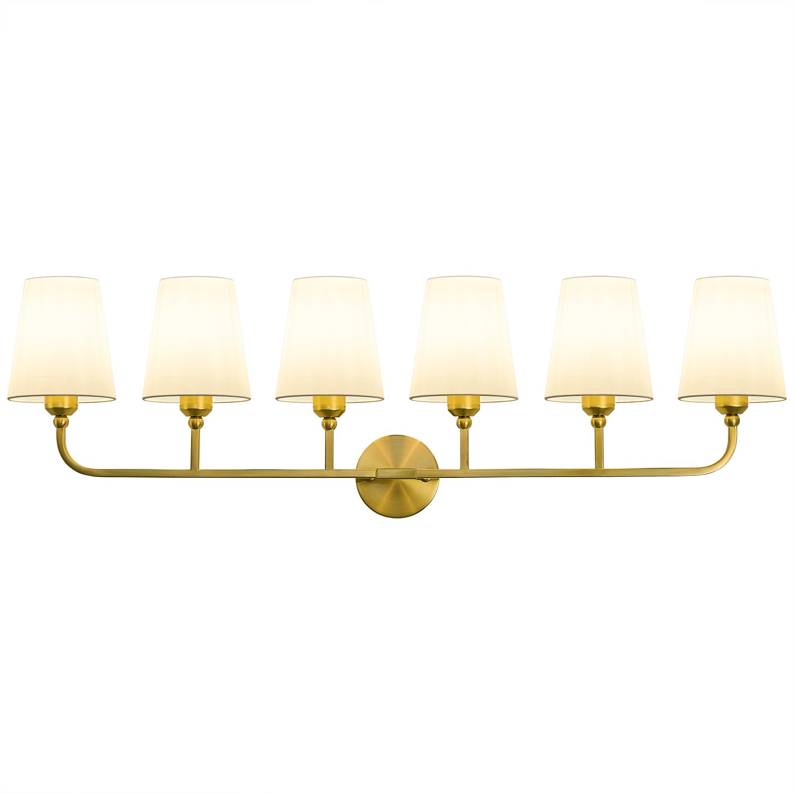 Kvhiiw Bathroom Vanity Light, Brushed Gold Bathroom Light Fixtures, 6-Light Lighting Fixtures Over Mirror, Modern Wall Sconce wi
